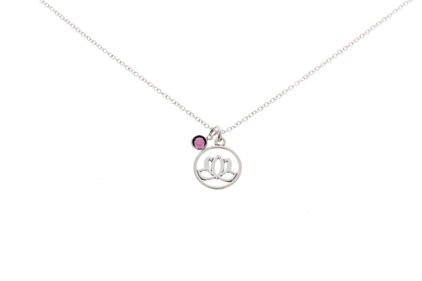 Lotus Flower Necklace (With Swarovski Birthstone)