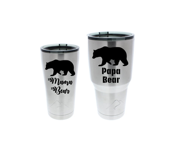 mama and papa bear stainless steel tumbler