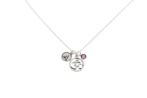 Om Necklace (With Birthstone & Initial)