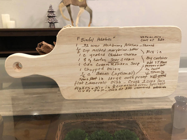 Recipe Cutting Board (Actual Handwritten Recipe)