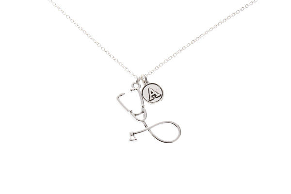 Stethoscope Necklace with Initial